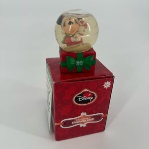 Disney Red &Green Snowglobe with Mickey 2013 JCP Store Exclusive W/ Box & Tag